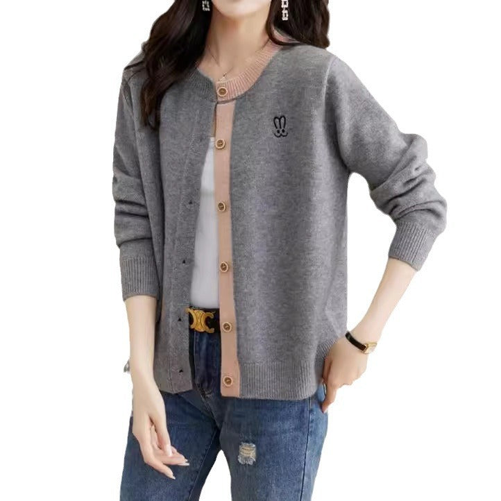 Round Neck Wool Knit Cardigan