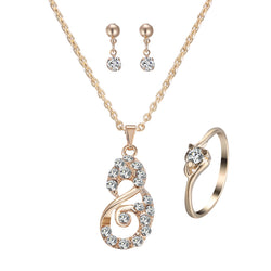 Image of Heart Pendant Jewelry Set Rhinestone Jewellery