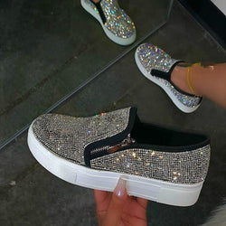 Image of Large Size Rhinestone Flat Casual Single Shoes One Pedal Lazy Shoes