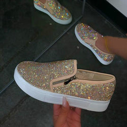 Image of Large Size Rhinestone Flat Casual Single Shoes One Pedal Lazy Shoes