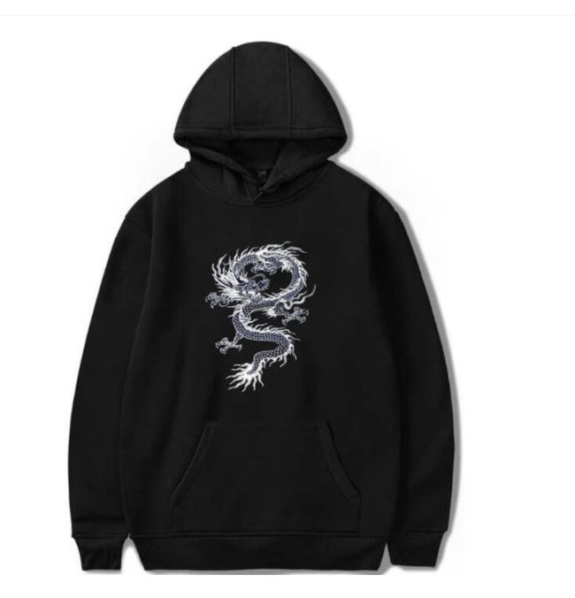 Hoodies Men's Chinese Dragon Print Hoodie Street Casual