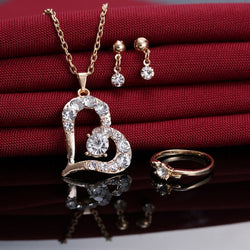 Image of Heart Pendant Jewelry Set Rhinestone Jewellery