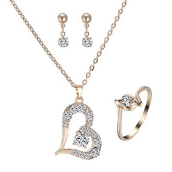 Image of Heart Pendant Jewelry Set Rhinestone Jewellery