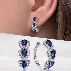 Image of Klein Blue Zirconia Elegant Hoop Earrings