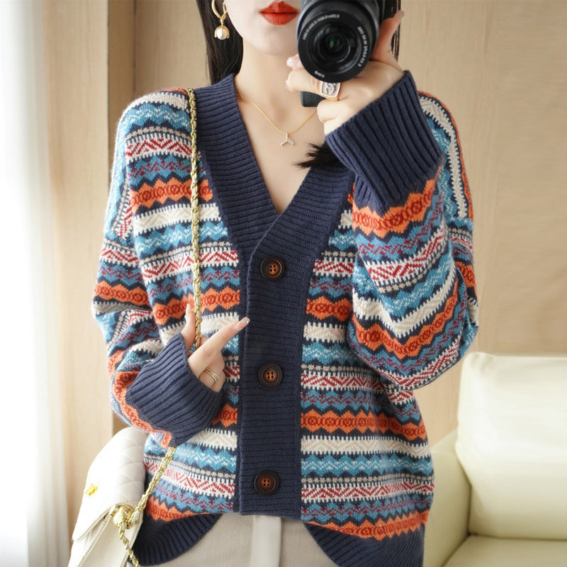 Women's Outer Wear Western Style Knitted Cardigan