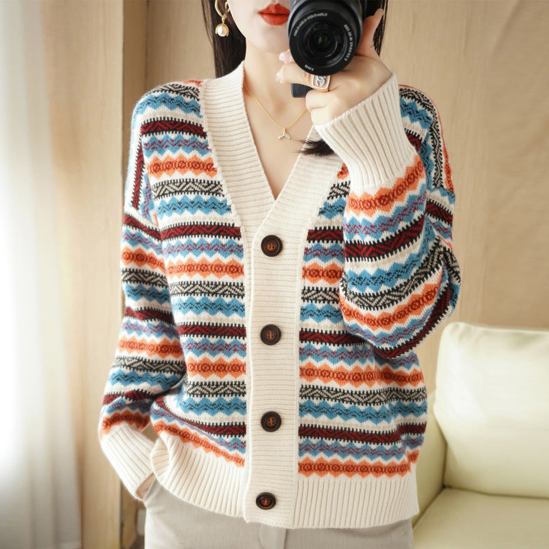 Women's Outer Wear Western Style Knitted Cardigan