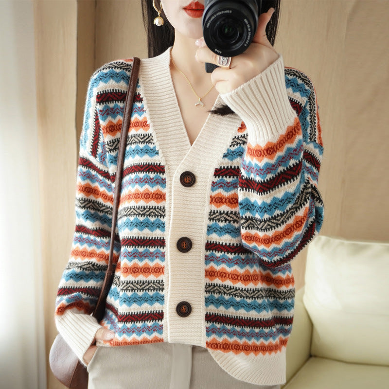 Women's Outer Wear Western Style Knitted Cardigan