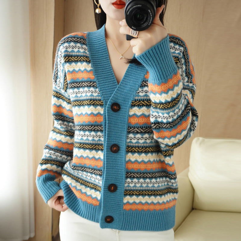 Women's Outer Wear Western Style Knitted Cardigan