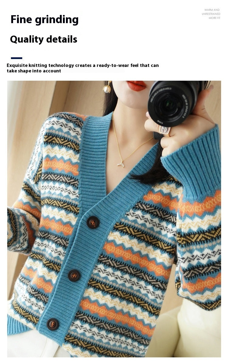 Women's Outer Wear Western Style Knitted Cardigan